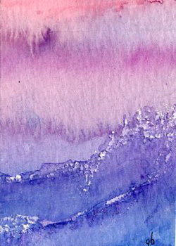 Sunset Waves Ginny Bores Madison WI watercolor & white crayon resist